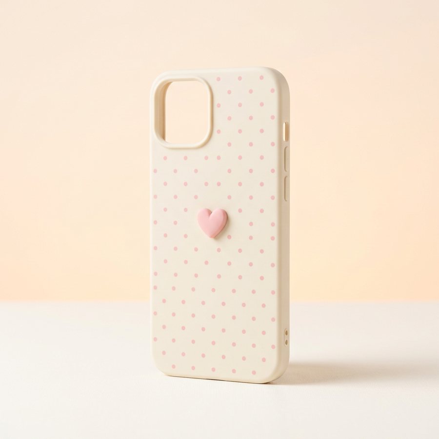 Etui na iPhone w kropki z serduszkami